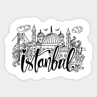 Hand Drawn Symbols Of Istanbul. Sticker